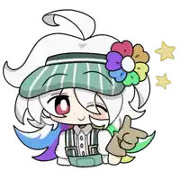 a drawing of a girl wearing a hat with a flower on it