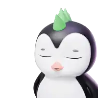 a penguin with a green cone on its head and the words no way behind it