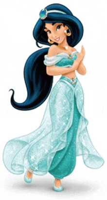 jasmine from disney is wearing a light blue dress