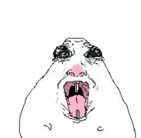 a drawing of a cat with its mouth open and its tongue hanging out .