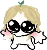 a pixel art drawing of a girl with blonde hair and sunglasses