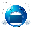 a pixel art illustration of a blue sphere with snowflakes coming out of it .