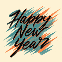 a colorful background with the words happy new year written in black