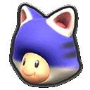 a blue mushroom with cat ears is wearing a blue cat hat .