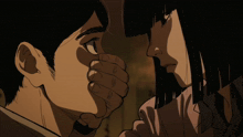 a man and a woman are touching their faces in a cartoon