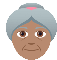 a cartoon illustration of an elderly woman 's face with gray hair