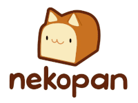 a cat shaped piece of bread with nekopan written underneath it