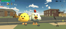 a screenshot of a video game with a chicken and a yellow chicken