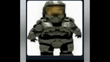 a cartoon drawing of a spartan in a helmet and armor .