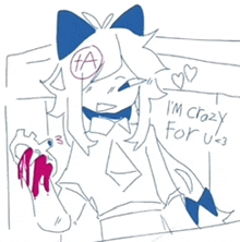 a drawing of a person saying i 'm crazy for u - 3