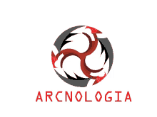 a logo for arcnologia shows a circle with arrows around it