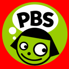 a cartoon character with a speech bubble that says pbs on it