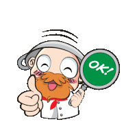 a cartoon chef is holding a magnifying glass with the word ok on it