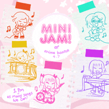 a poster for a mini jam at anime boston