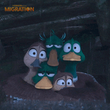 a poster for the movie migration shows a group of cartoon ducks