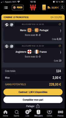 a screenshot of a sports betting app shows a score of 0-0 between england and portugal