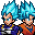 a couple of cartoon characters with blue hair standing next to each other on a white background .