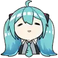 hatsune miku is a cartoon character with blue hair and a bow tie .