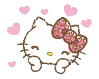a hello kitty surrounded by pink hearts and a bow