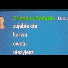 cristiano ronaldo 's name is displayed on a blue background