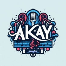 a logo for akay by singer shows a microphone and music notes