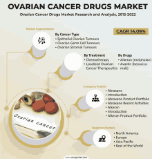 an infographic about ovarian cancer drugs market research and analysis