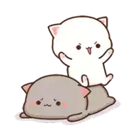 a cartoon of a cat sitting on top of another cat .