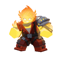 a cartoon character with a flame coming out of his face