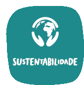 a blue square with a globe and the word sustentabilidade on it