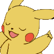 a close up of a pikachu cartoon character with its eyes closed and its mouth open .