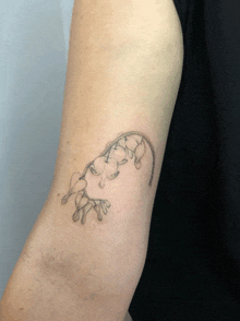 a tattoo of a lily of the valley on the arm of a person