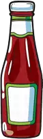 a cartoon drawing of a bottle of ketchup on a white background