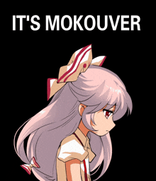 a picture of a girl with the words " it 's mokouver " written above her