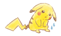 a drawing of a pikachu with tears coming out of it 's eyes