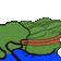 a cartoon of a green frog laying down on a white background .