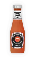 a bottle of taco sauce has a black and white label