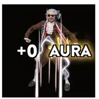 a man in a suit is surrounded by lightning and the word aura is visible