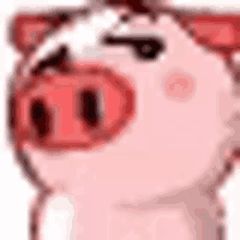 a cartoon pig wearing sunglasses is looking at the camera on a white background .