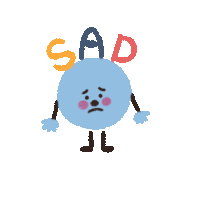 a cartoon character with the word sad written on it