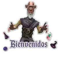 a sticker of a man with the words bienvenidos written below him