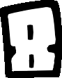 a black and white drawing of a square with a letter b inside of it .