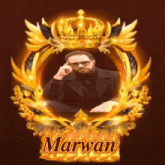 a picture of a man with a crown and the name marvan