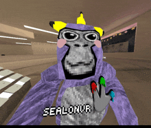 a purple gorilla in a video game says sealonur