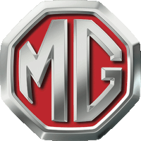 a silver md logo with a red border