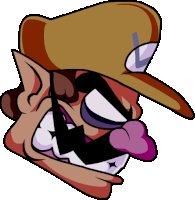 a cartoon drawing of wario wearing a hat with a letter l on it