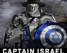 a poster of captain israel with a shield