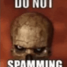 a picture of a skull with a caption that says `` do not spamming '' .