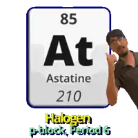 a man giving a thumbs up next to a sign that says astatine 210