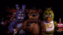 a group of five nights at freddy 's characters including bonnie foxy and chica