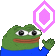 a green frog in a blue shirt is holding a pink object in his hand .